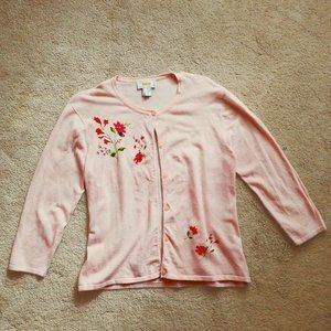 Talbots Size 6P Cardigan with Flowers